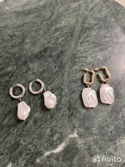 Шикарные серьги Конго с искуственным жемчугом