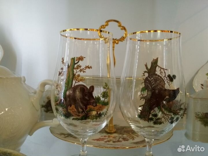 Набор для пива 4 шт. Охота Богемское стекло