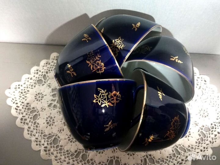 Чайная пара, кобальт, винтаж