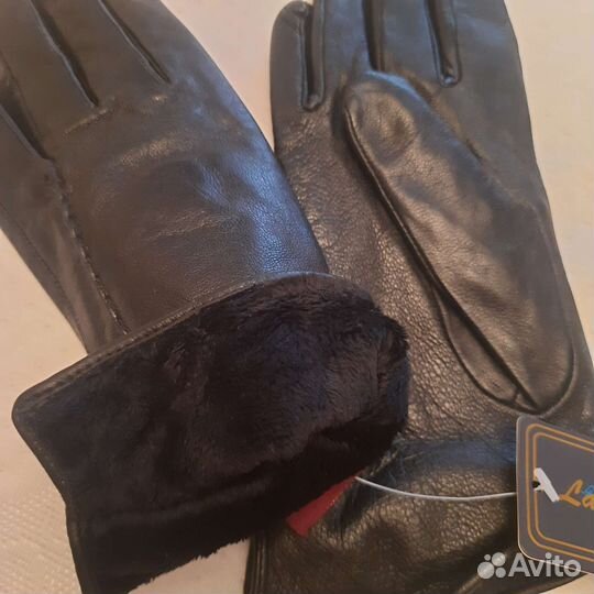 Перчатки кожаные женские, размер 7.5 новые