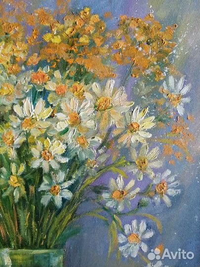 Картина маслом ромашки