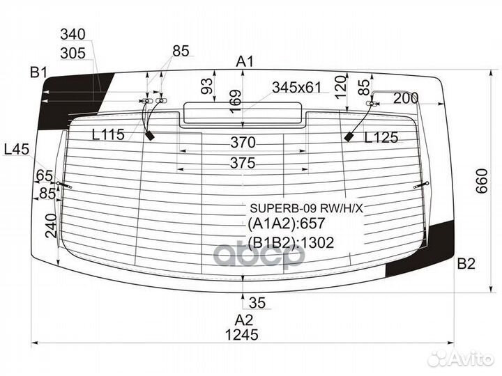 Стекло заднее с обогревом skoda superb II 5 LBK