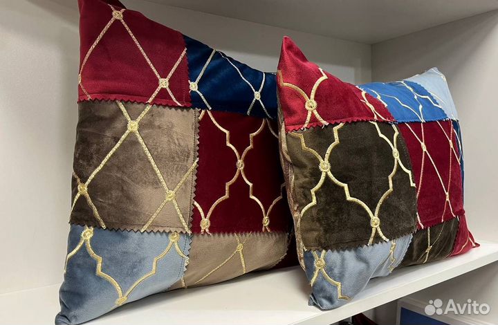 Наволочки декоративные велюр ручная работа пэчворк