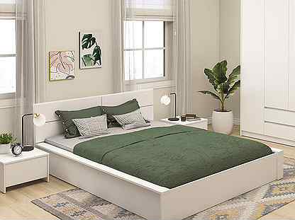 Кровать белая двуспальная Сакура (без матраса)