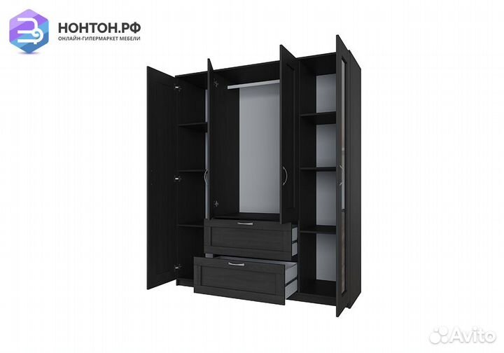 Шкаф четырехстворчатый Сириус венге с двумя ящикам