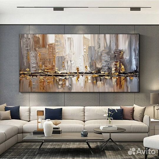 Картина маслом на холсте абстракция город