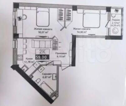 2-к. квартира, 59 м², 14/16 эт.