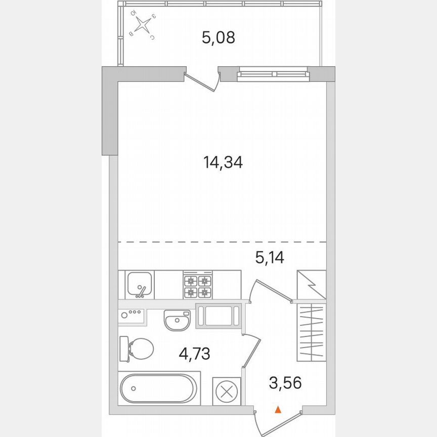 Квартира-студия, 29,3 м², 2/8 эт.