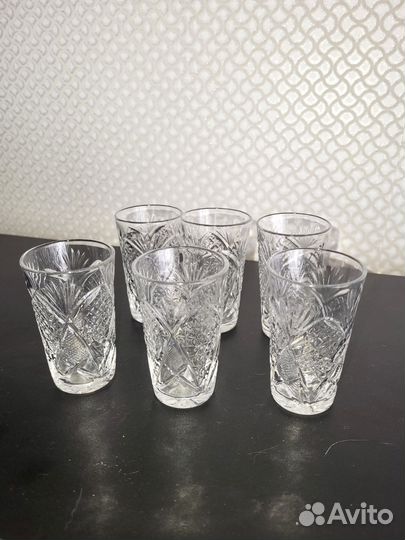 Хрустальные стопки, 6 штук
