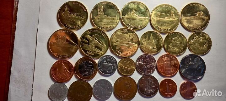 Монеты мира.Корабли,парусники,лодки,самолёты