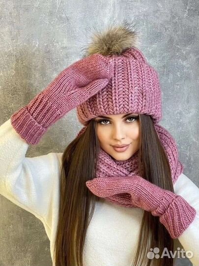 Комплект (шапка, хомут и варежки)