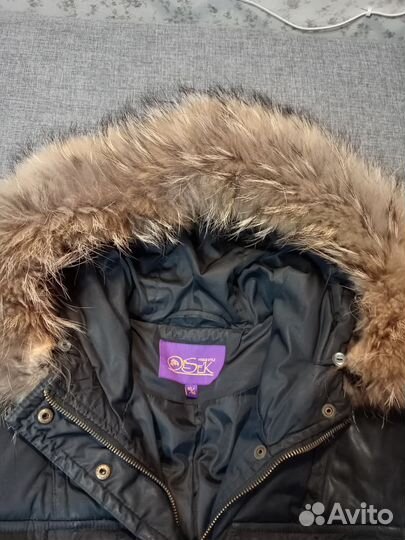 Пуховик женский 90/10 пух перо с мехом енота, 46р