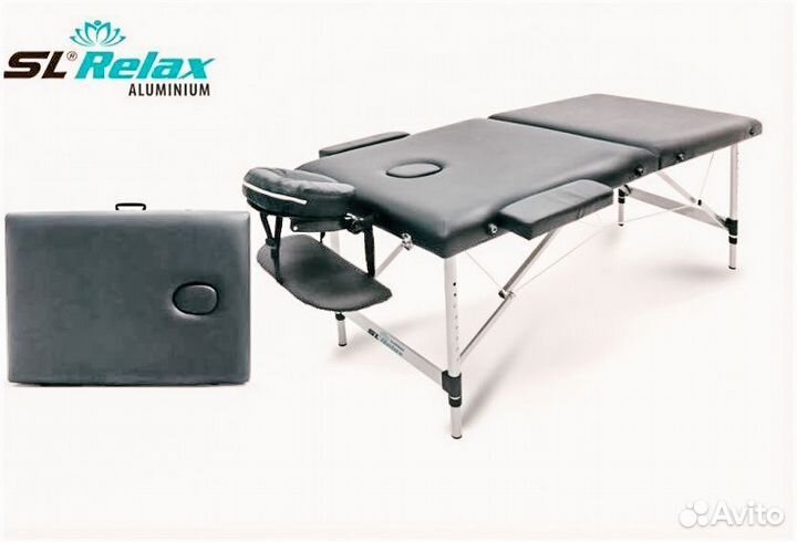 Массажный стол складной Aluminium Черный