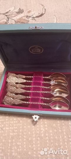 Советский набор чайных ложек. Золочение