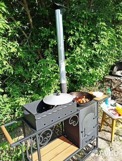 Мангал с печью под казан