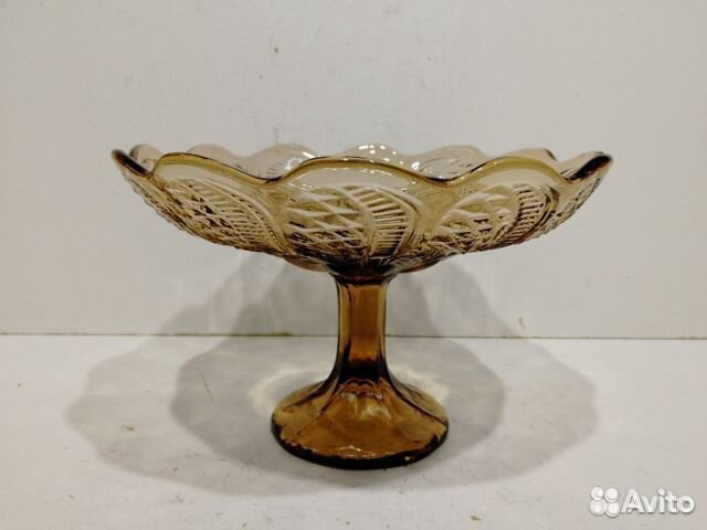 Раритетная фруктовница. Карамельное стекло