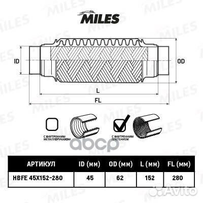 Труба гофрированная с патрубками и внутр. плете
