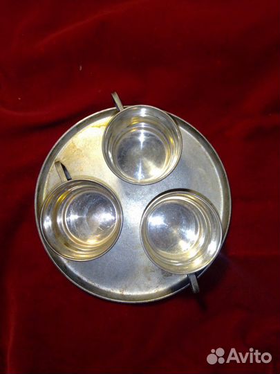 Кофейный набор СССР. Поднос и 3 чашки