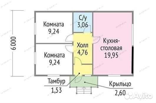 Каркасный дачный дом 8х6м с крыльцом