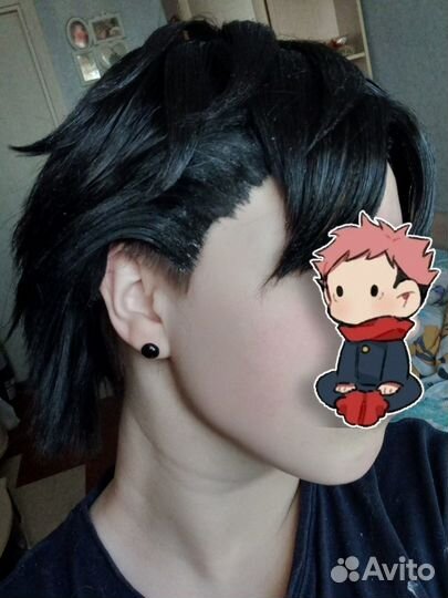 Парик черный короткий