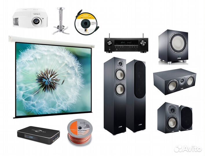 Домашний кинотеатр 4K: Акустика 5.1Canton+Проектор