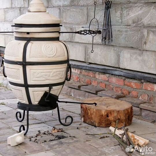 Казан чугунный 10л, крышка метал + Тандыр