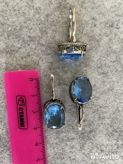 Серьги и кольцо серебро