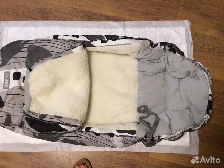 Детский зимний конверт на овчине Сонный гномик