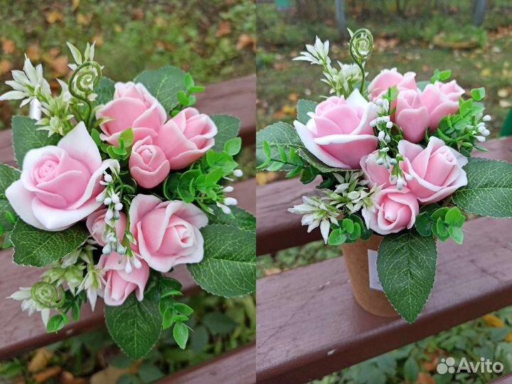 Букет из роз ручной работы