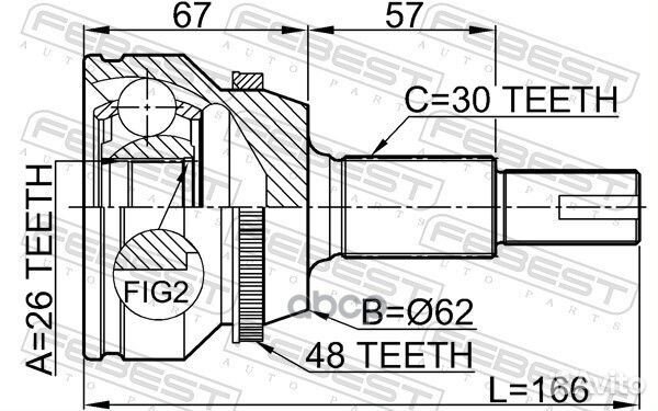 ШРУС наружный 26x62x30 (toyota camry ACV40/GSV4