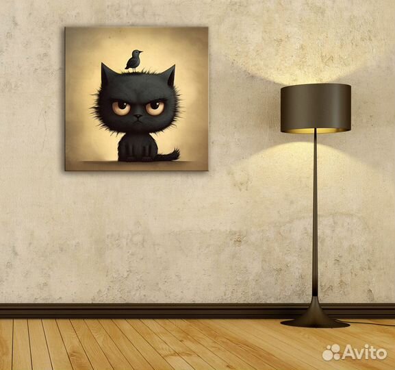 Недовольный кот на холсте / картины под заказ