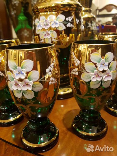 Графин со стаканами Богемия Смальта Лепка Новый