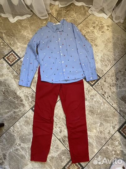 Рубашка новогодняя + брюки H&M