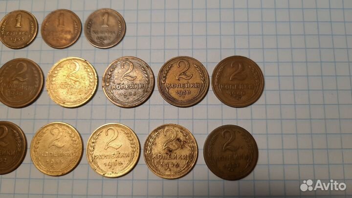 Не полная погодовка монет СССР 1 и 2 копейки