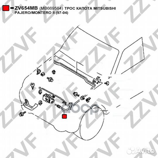 Трос капота mitsubishi pajero/montero II (97-04)