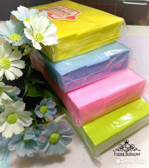 Безворсовые салфетки жёсткие цветные