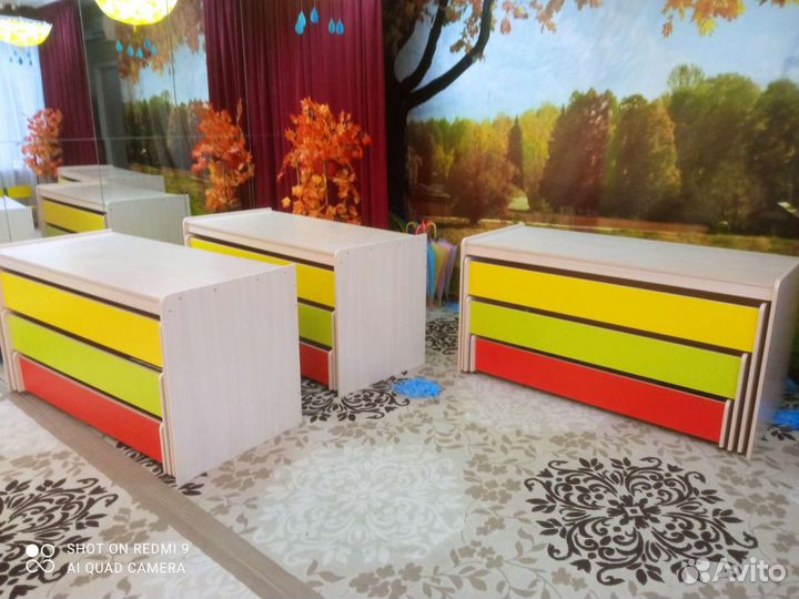 Кровать для детского сада 3х ярусная с тумбой