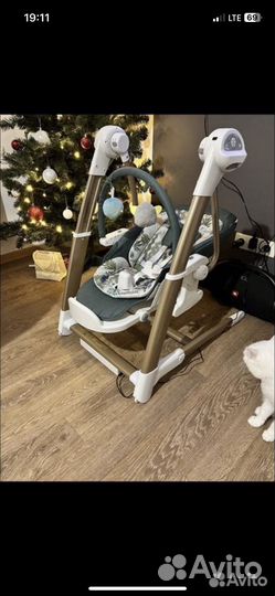 Детский стульчик для кормления 3в1 качель шезлонг