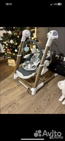 Детский стульчик для кормления 3в1 качель шезлонг