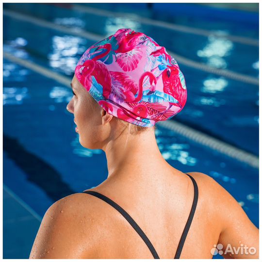 Шапочка для плавания женская тканевая 54-60