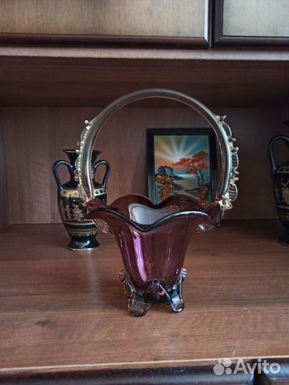 Конфетница чешское стекло