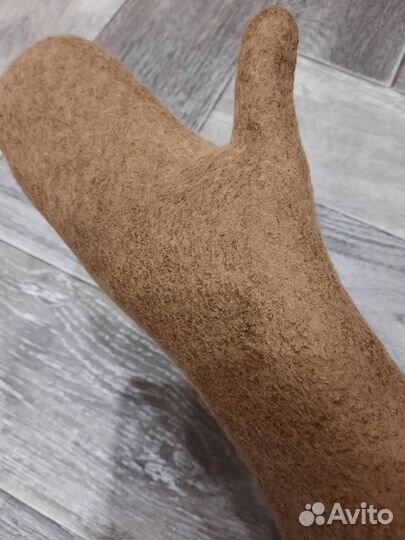 Рукавицы валяные коричневые
