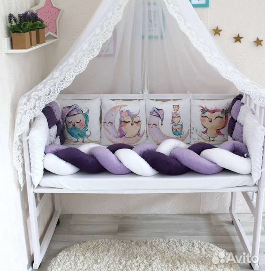 Бортики в кроватку для девочки