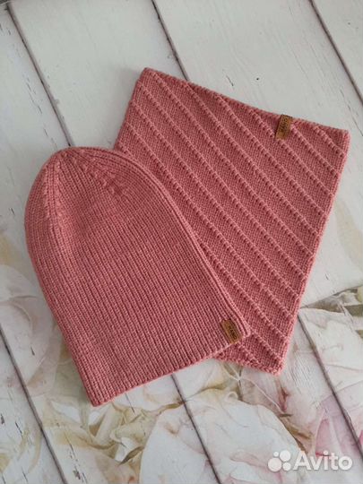 Комплект шапка и снуд, демисезон