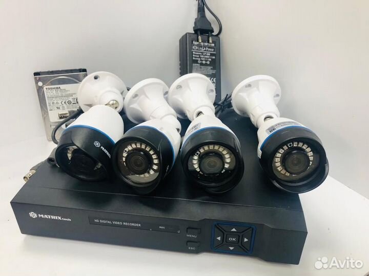 Полный комплект видеонаблюдения под ключ 4 камеры