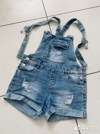 Комбинезон шорты джинсовый для девочки 146