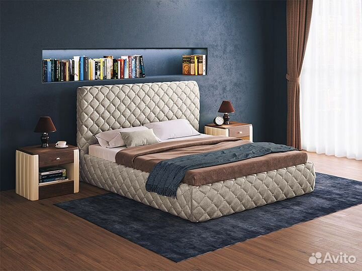 Кровать двуспальная гармония люкс, Бархат 10 (180)