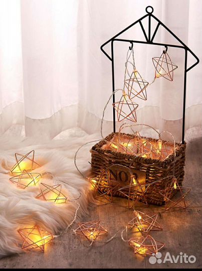 Гирлянда железная звезда, 3 метра