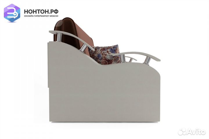 Диван аккордеон Шарк 3 коричневый / белый