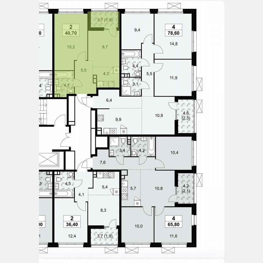 2-к. квартира, 40,2 м², 13/15 эт.